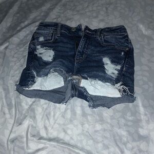 American Eagle Distressed Women's Size 00 Dark Blue High V-Rise Denim Shortie